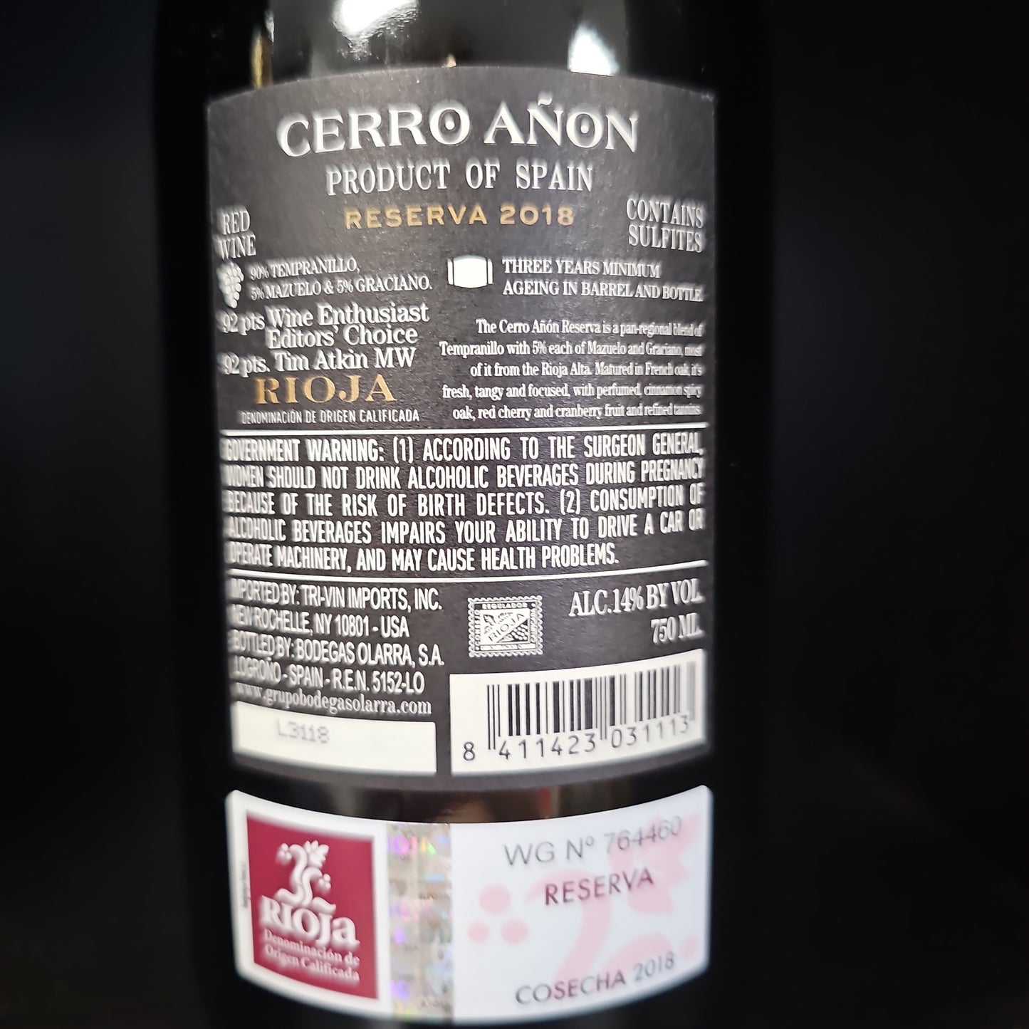 Cerro Añon Reserva Rioja 750ml 2018