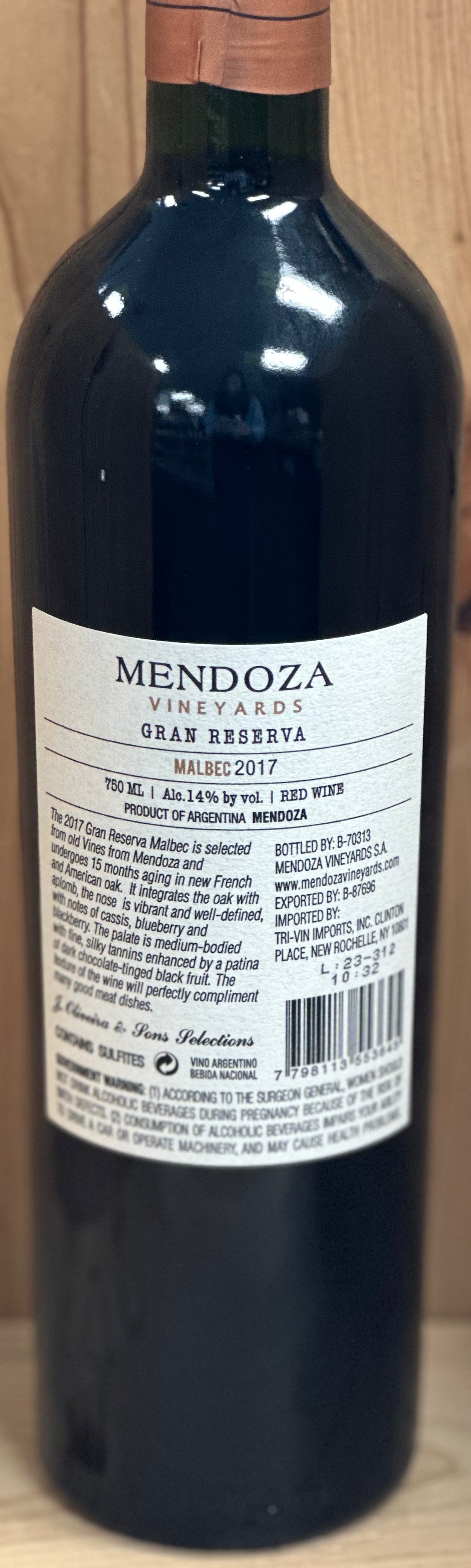 Mendoza Vineyards Malbec Gran Reserva by Richard Bonvin 750ml