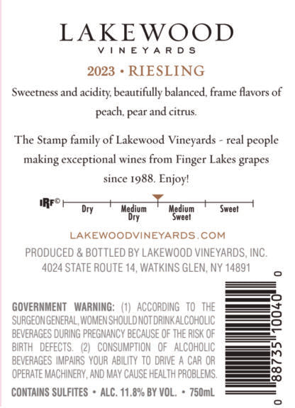 Lakewood Vineyards Riesling 750ml