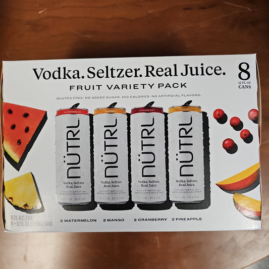 NUTRL Vodka Seltzer Fruit Variety 355ml Can 8 Pack