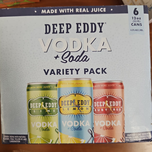 Deep Eddy Vodka & Soda Variety 355ml Can 6 Pack