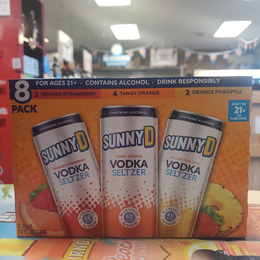 SunnyD Vodka Seltzer 355ml Can 8 Pack