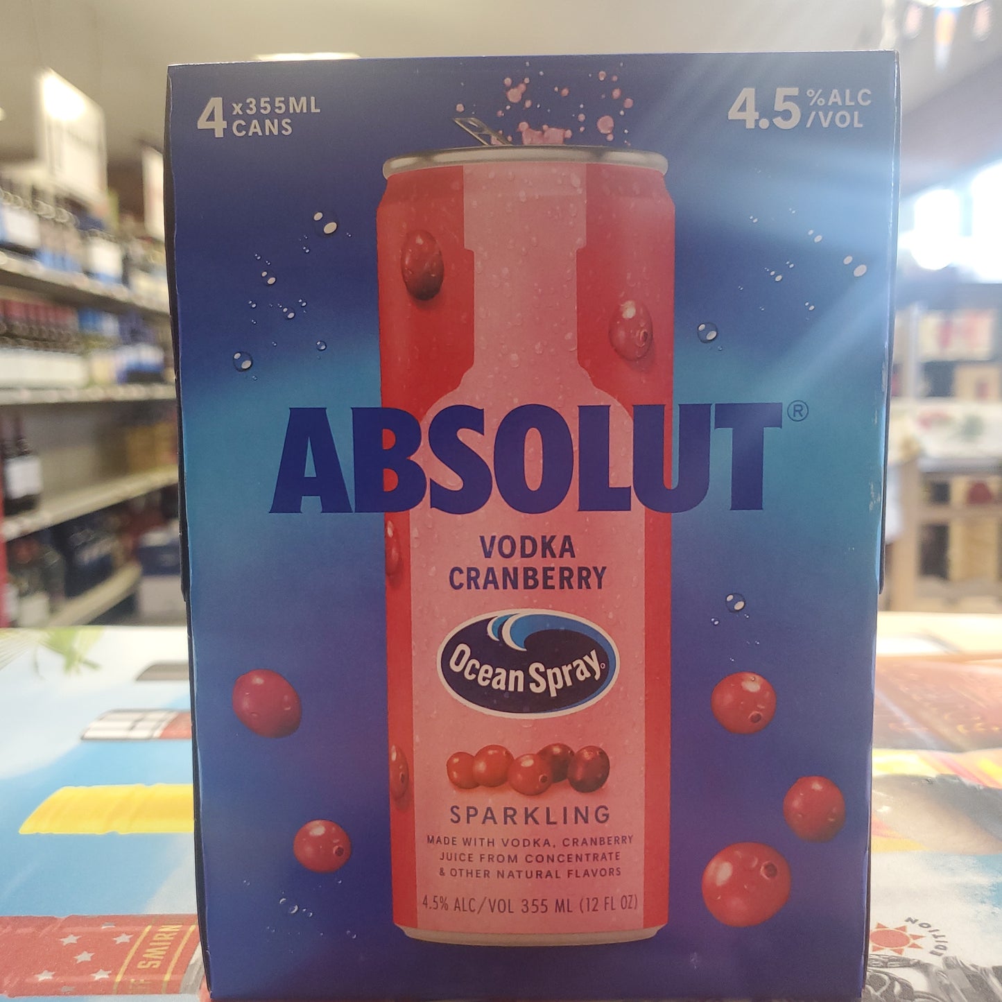 Absolute Vodka Cocktail Ocean Spray Cranberry 355ml 4pack