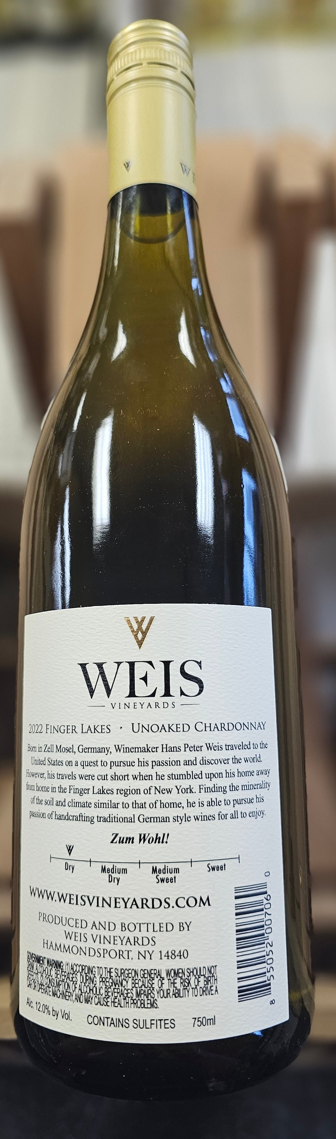 Weis Vineyards Unoaked Chardonnay 750ml