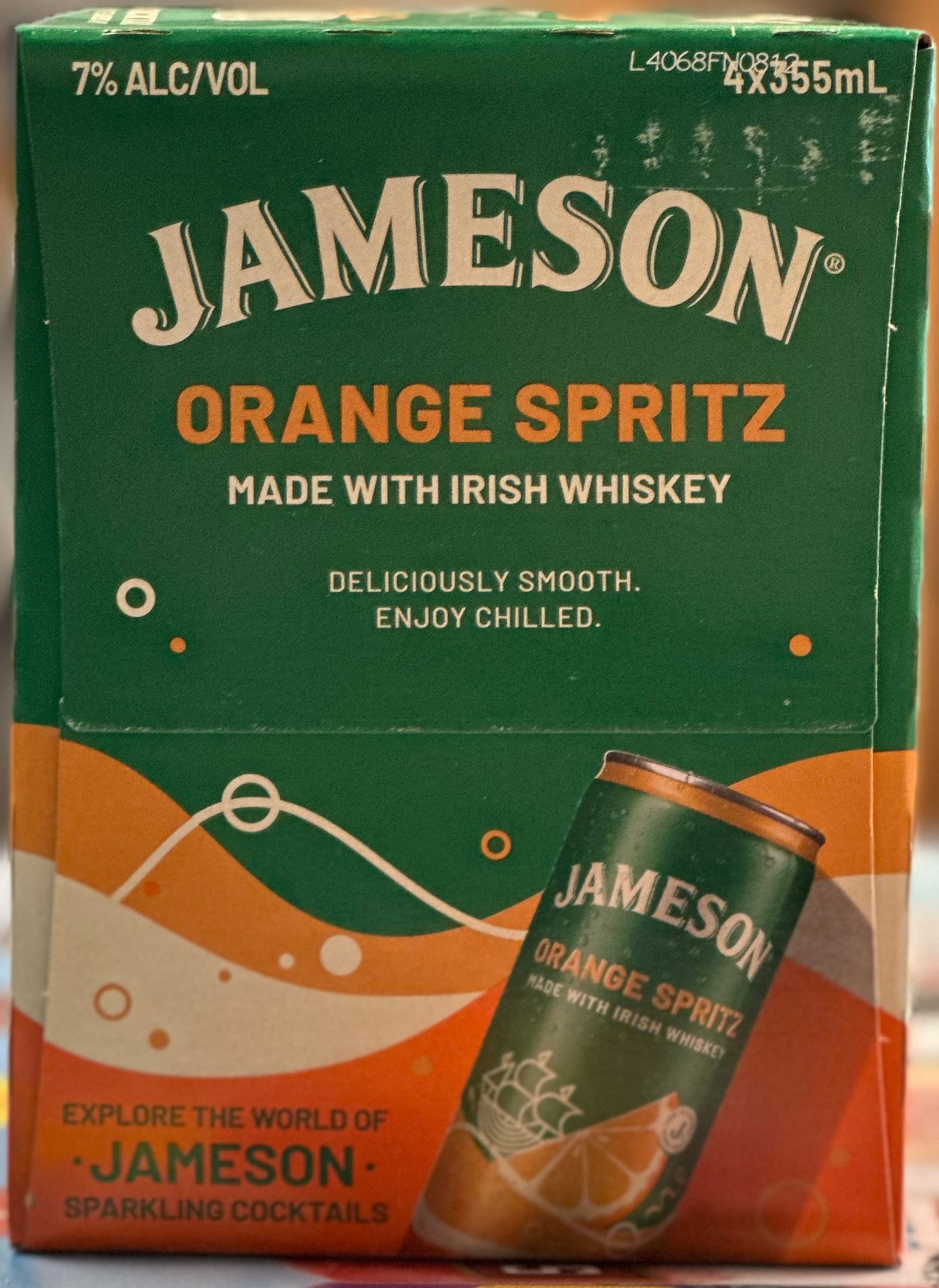 Jameson Orange Spritz Made From Irish Whiskey 355ml Can 4 Pack